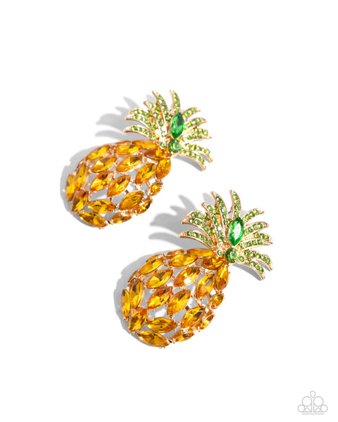 Paparazzi Pineapple Pizzazz - Pineapple Yellow Earrings