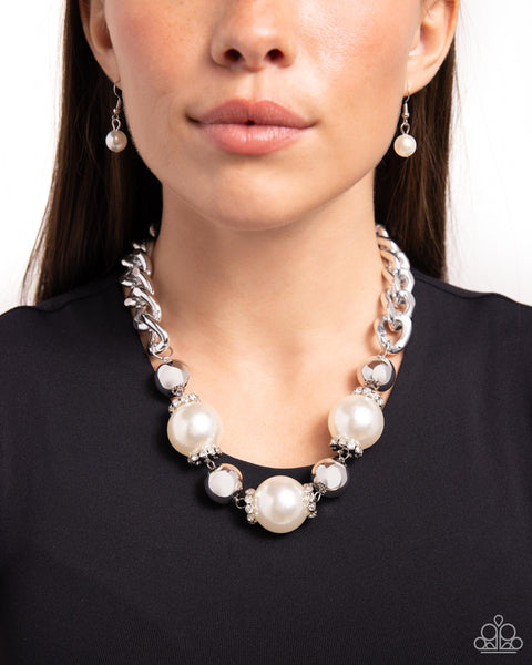 Paparazzi Generously Glossy Pearl - White Necklace