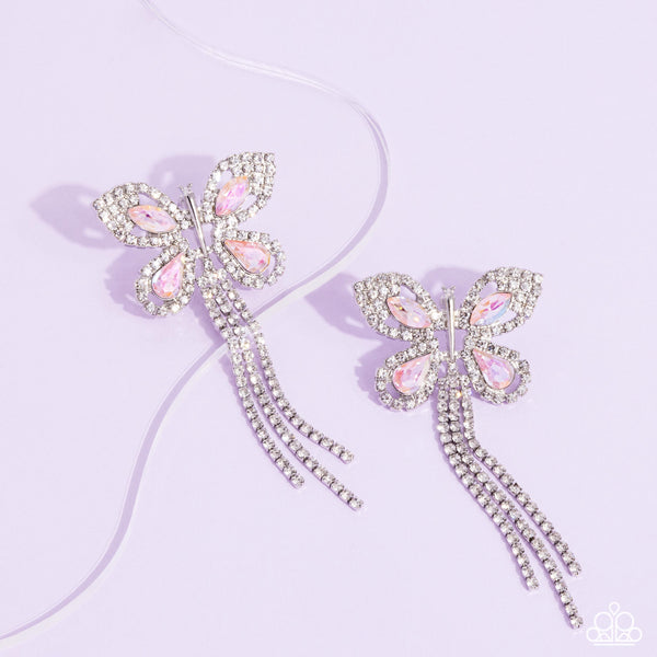 Paparazzi Next SOAR - Pink Butterfly Earrings