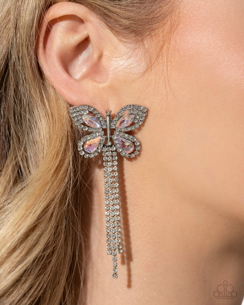 Paparazzi Next SOAR - Pink Butterfly Earrings