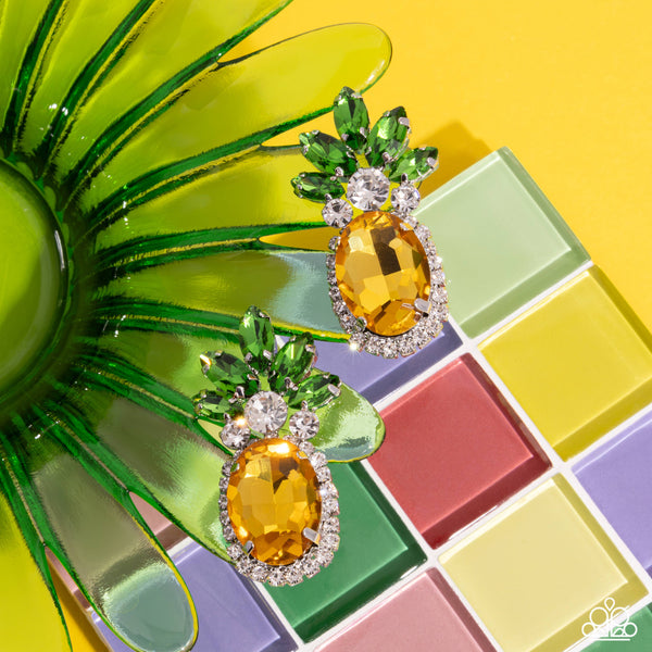 Paparazzi Prismatic Pineapple - Yellow Earrings