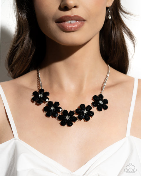 Paparazzi Floral Fun Necklace and A Blast of Blossoms Earrings - Black Set