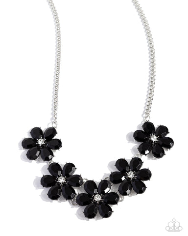 Paparazzi Floral Fun Necklace and A Blast of Blossoms Earrings - Black Set