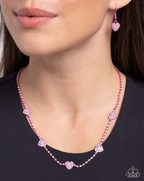 Paparazzi Homecoming Hearts Iridescent Pink Necklace