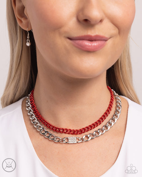 Paparazzi Exaggerated Effort - Red Choker Necklace