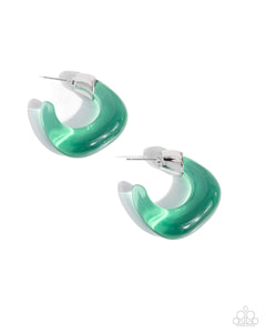 Paparazzi Clear Charm - Green Hoop Earrings