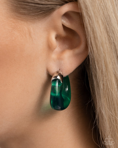 Paparazzi Clear Charm - Green Hoop Earrings