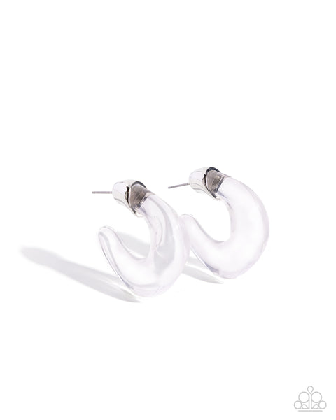 Paparazzi Clear Charm - White Hoop Earrings