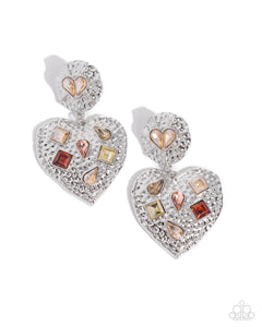 Paparazzi Antiqued Allure - Brown Heart Earrings