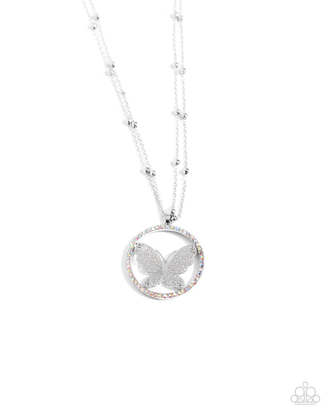 Paparazzi Festive Flight - Multi Iridescent Butterfly Necklace