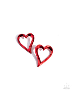 Paparazzi Admirable Acclaim - Red Heart Earrings