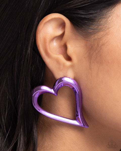 Paparazzi Admirable Acclaim - Purple Heart Earrings