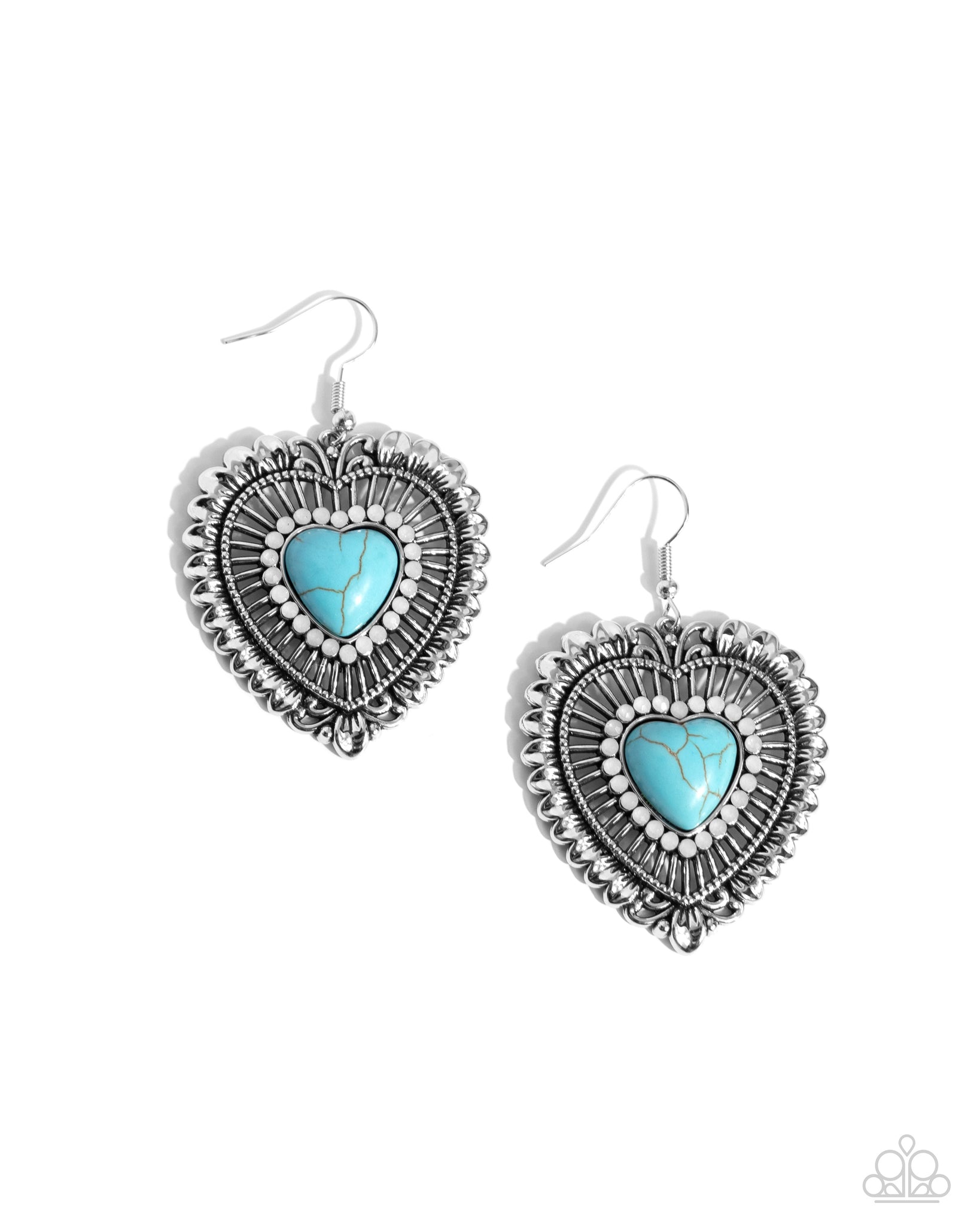 Paparazzi Antiqued Advocate - Blue Heart Earrings