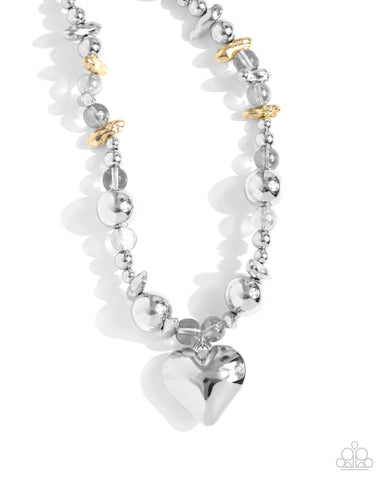 Paparazzi Glistening Gossip - Silver Heart Necklace