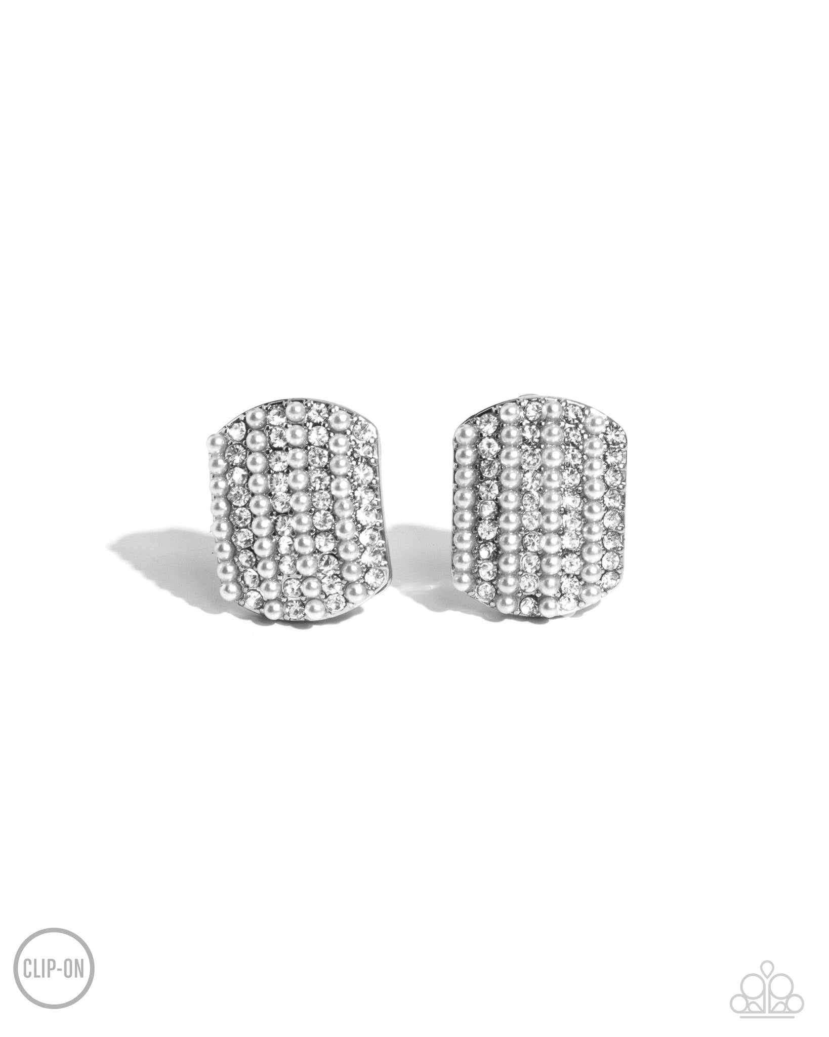 Paparazzi Glittering Generosity - White Clip on Earrings