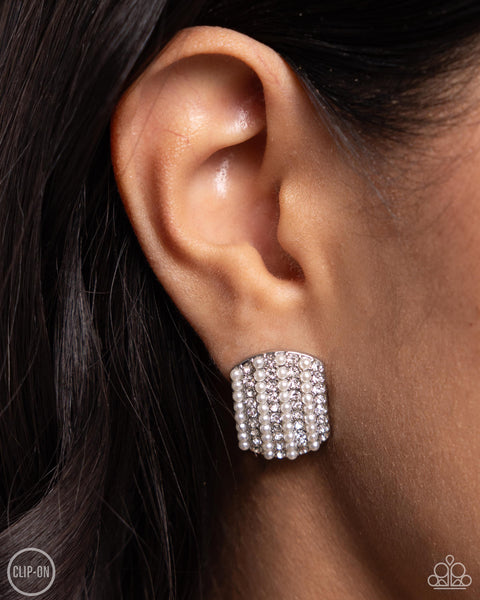 Paparazzi Glittering Generosity - White Clip on Earrings