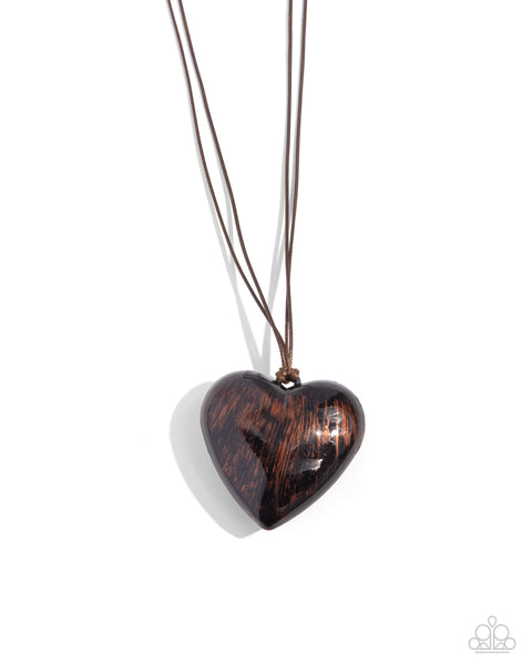 Paparazzi Boyfriend Behavior - Brown Heart Necklace