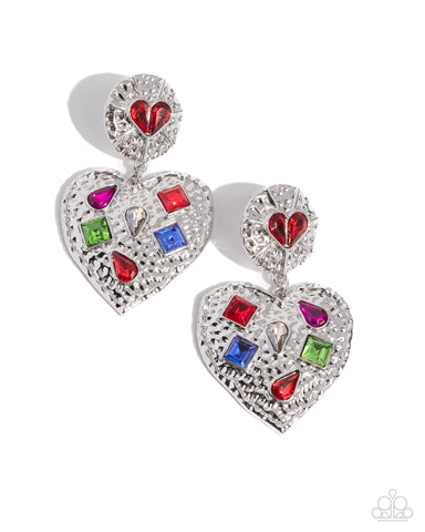 Paparazzi Antiqued Allure - Red Heart Earrings