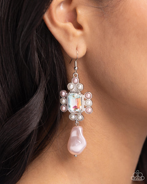 Paparazzi Raving Review - UV Pink Pearl Earrings