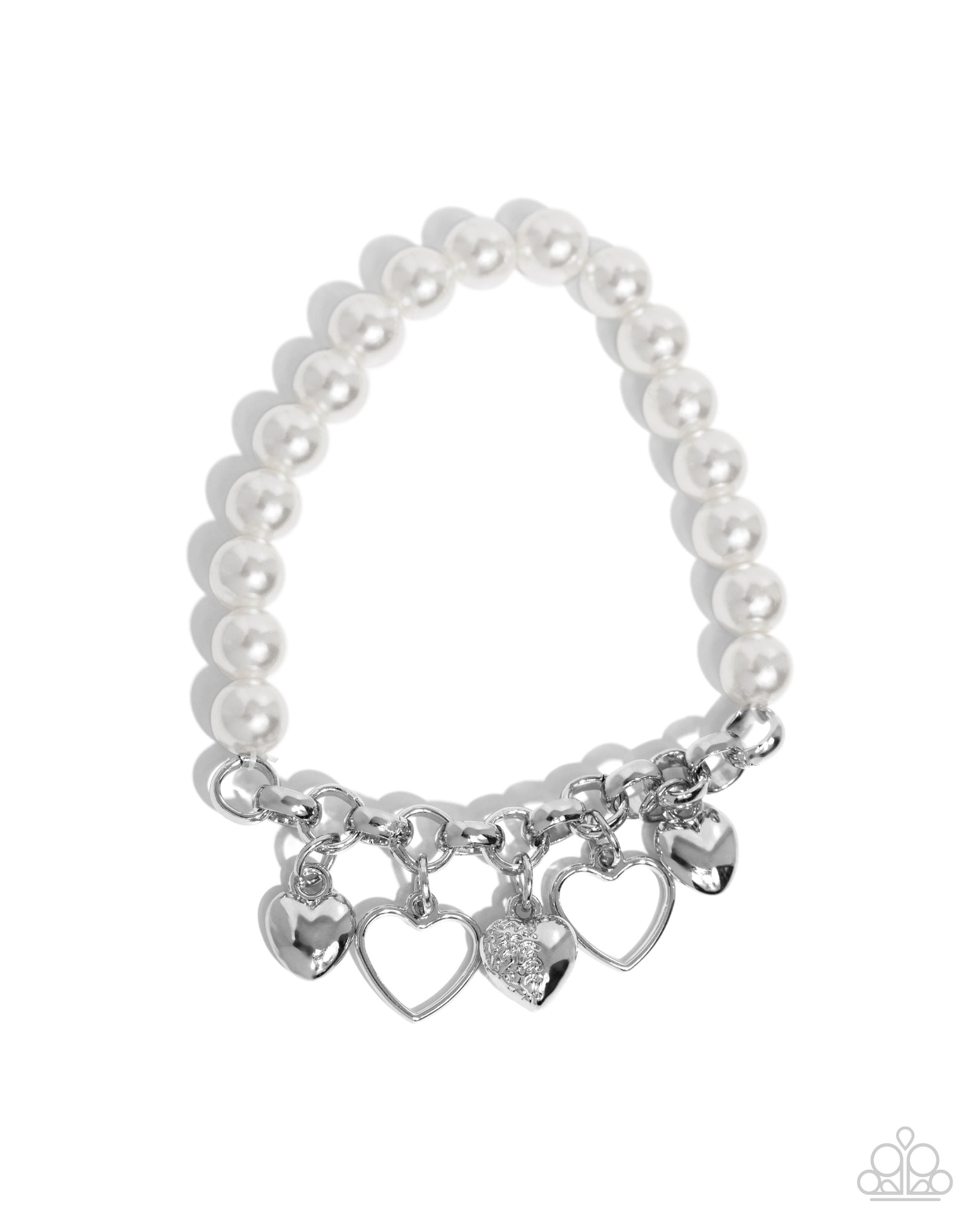 Paparazzi Charming Candidate Pearl Heart White Bracelet