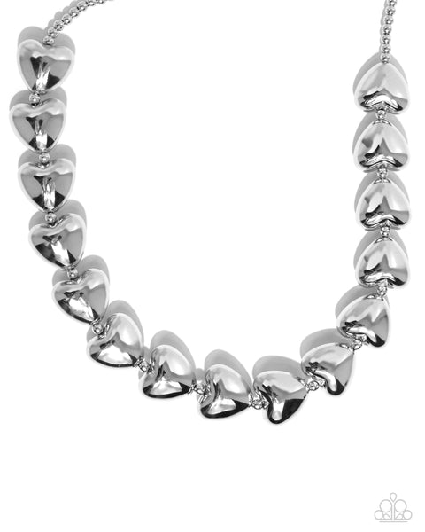 Paparazzi Hello Heartstrings - Silver Heart Necklace