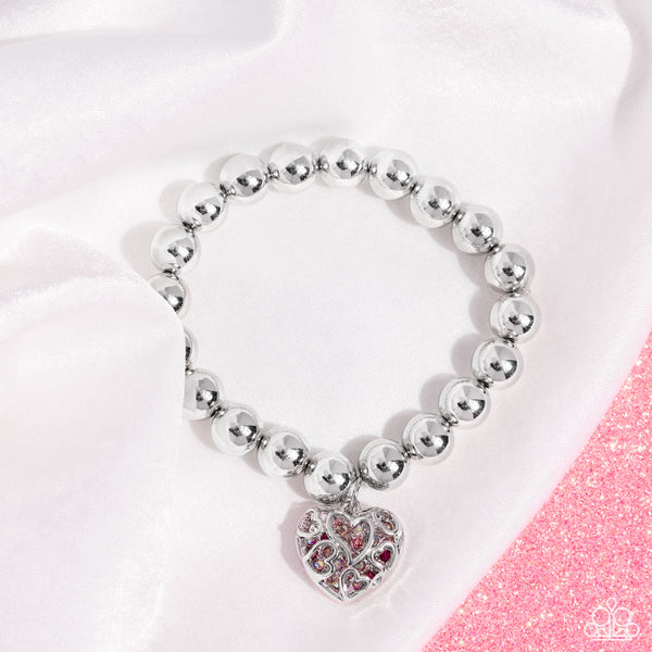 Paparazzi Fleeting Filigree - Pink Heart Bracelet