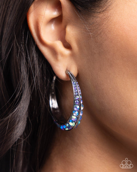 Paparazzi Embedded Edge - Blue Hoop Earrings