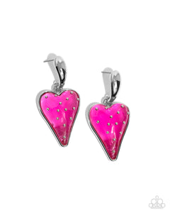 Paparazzi Glossy Goodwill - Pink Strawberry Earrings