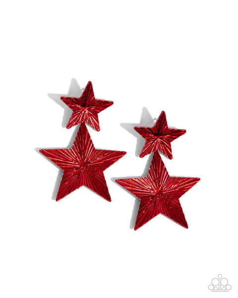 Paparazzi Patriotic Promise - Red Star Earrings