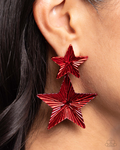 Paparazzi Patriotic Promise - Red Star Earrings