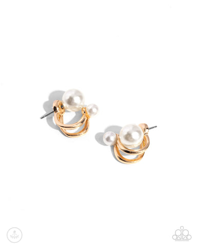 Paparazzi Sophisticated Socialite - Pearl Gold Earrings