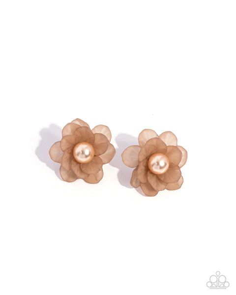 Paparazzi Blooming Backdrop - Brown Earrings