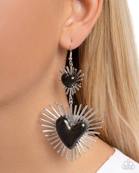 Cap Sunburst Sweethearts - Black Heart Earrings