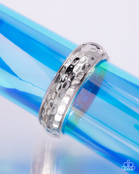 COMING SOON Paparazzi Hammered Hardware - Silver Hinged Bangle Bracelet