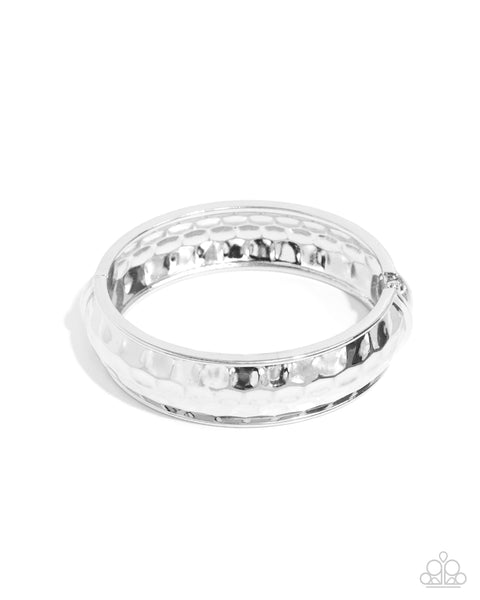 COMING SOON Paparazzi Hammered Hardware - Silver Hinged Bangle Bracelet