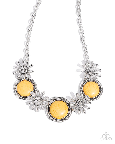 Paparazzi Cowboy Casanova Necklace Yellow and Badlands Beau Bracelet Yellow Set