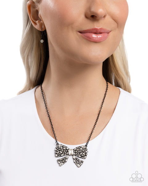 Paparazzi Bewitching Bow - Black Necklace