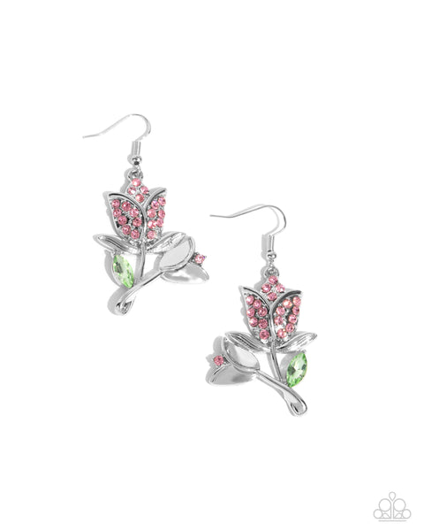 Paparazzi Tulip Tradition - Pink Earrings