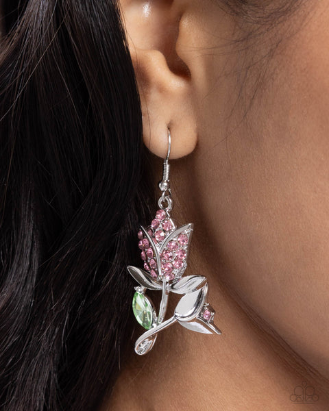 Paparazzi Tulip Tradition - Pink Earrings