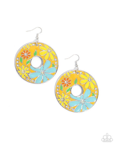 COMING SOON Paparazzi Embroidered Elegance - Yellow Earrings