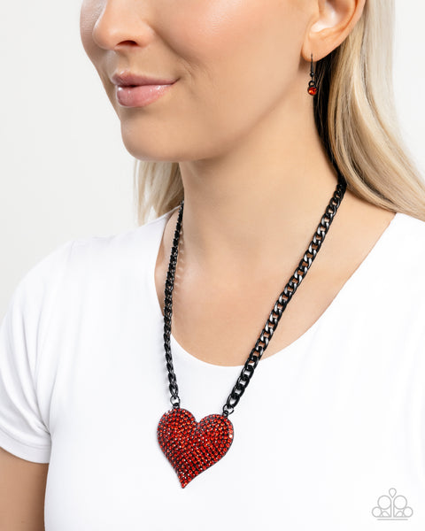 Paparazzi Affectionate Action - Red Heart Necklace