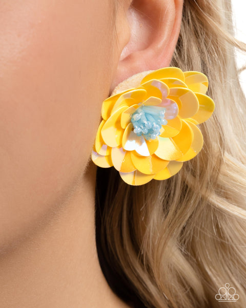 Paparazzi Floating Florals - Yellow Earrings