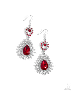 Paparazzi Teardrop Traveler - Red Earrings