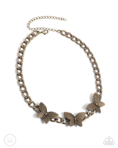 Paparazzi Aerial Ambition Butterfly Brass Choker Necklace