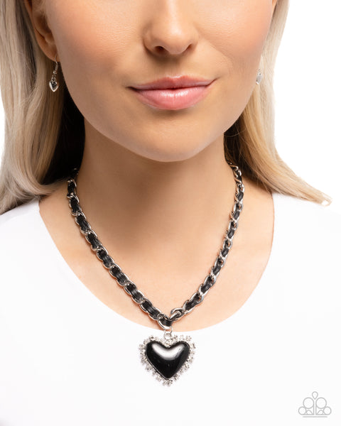 Paparazzi Austere Attraction - Black Heart Necklace