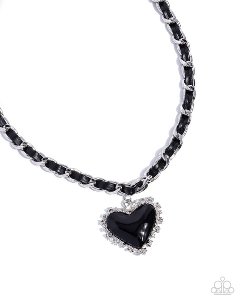 Paparazzi Austere Attraction - Black Heart Necklace