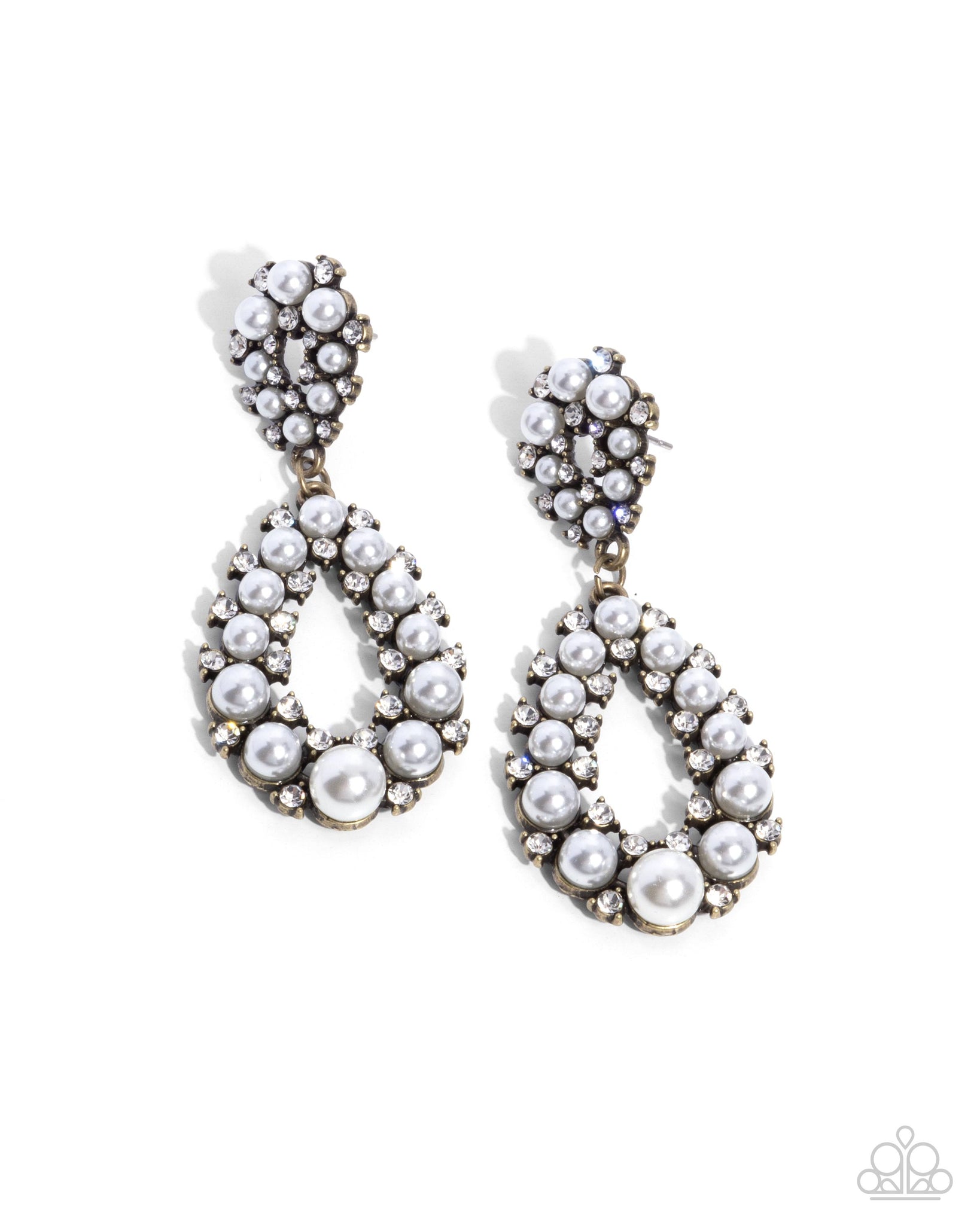 Paparazzi Dapper Debut - Pearl Brass Earrings