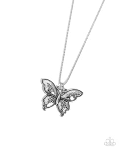 Paparazzi Aerial Attraction - Silver Butterfly Necklace