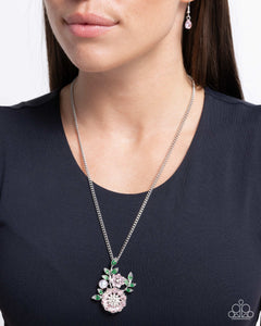 Paparazzi Botanical Bunch Necklace and Budding Bling Ring Pink Set