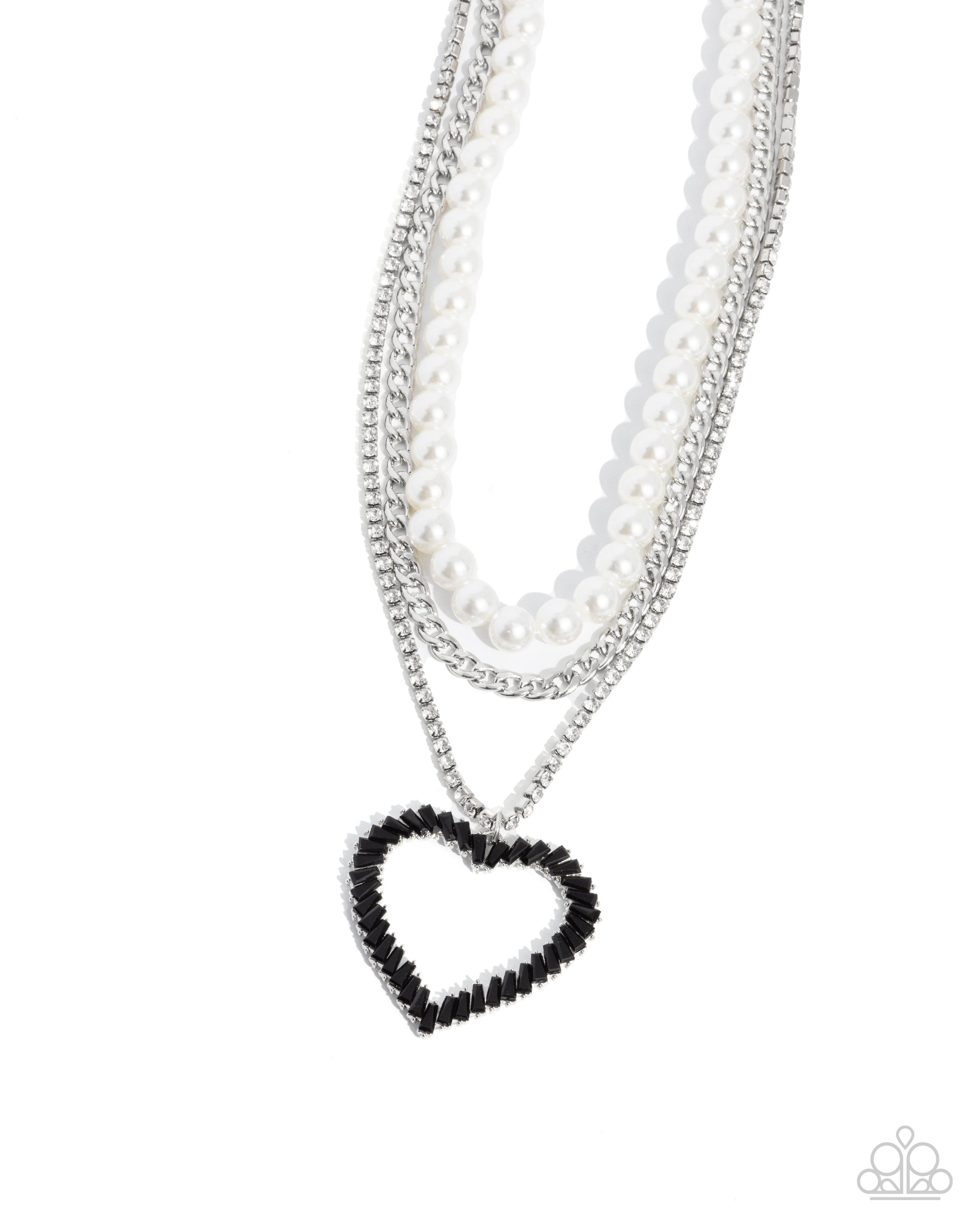 【VINTAGE HOLLYWOOD】Silky Black n Pearl Heart Necklace 人気【VINTAGE HOLLYWOOD】Silky Black n Pearl Heart Necklace